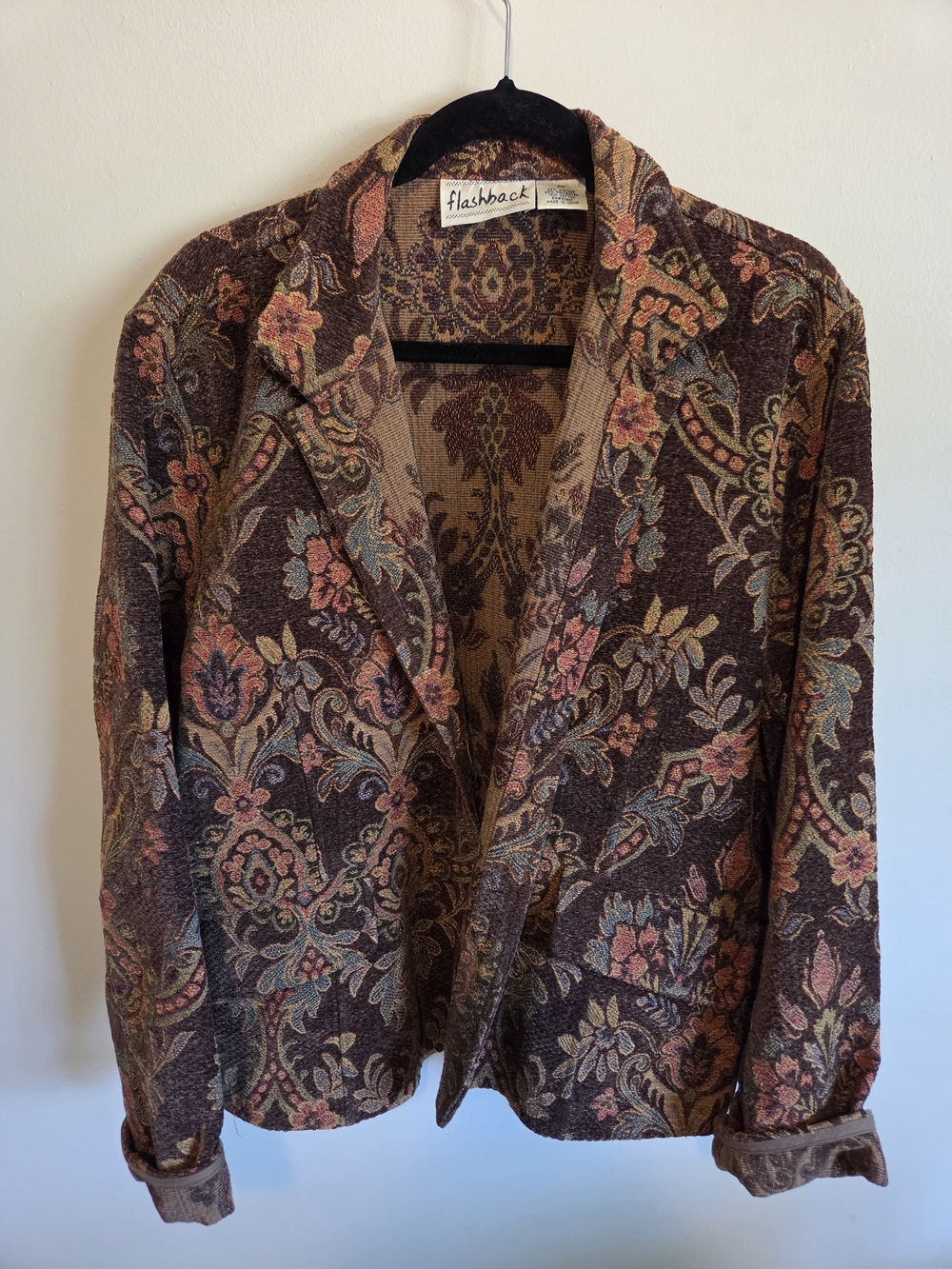 Flashback Women's Floral Tapestry Blazer - Multitone Brown Size Xl - Picture 3 of 14